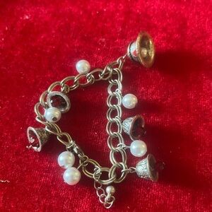 Avon Silver and Pearl Charm Bracelet